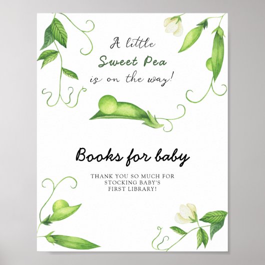 Pea baby shower - boeken voor baby poster (Voorkant)