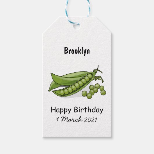 Pea cartoon illustratie cadeaulabel (Voorkant)