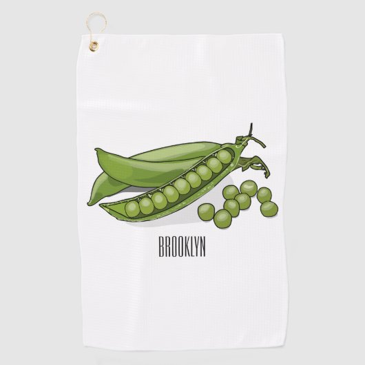 Pea cartoon illustratie golfhanddoek (Voorkant)