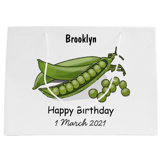 Pea cartoon illustratie groot cadeauzakje (Voorkant)