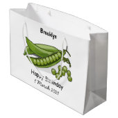 Pea cartoon illustratie groot cadeauzakje (Achterkant Gekanteld)