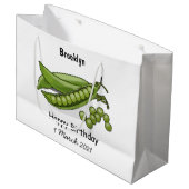 Pea cartoon illustratie groot cadeauzakje (Voorkant Gekanteld)