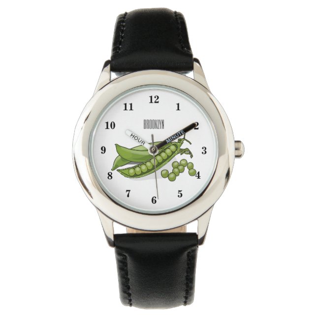 Pea cartoon illustratie horloge (Voorkant)