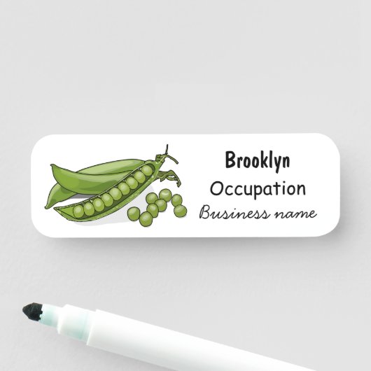 Pea cartoon illustratie naamplaatje (In situ)