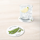 Pea cartoon illustratie ronde kartonnen onderzetter (Insitu)