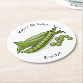 Pea cartoon illustratie ronde kartonnen onderzetter (Gebogen)