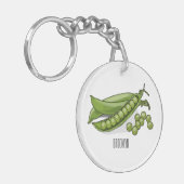 Pea cartoon illustratie sleutelhanger (Voorkant Links)