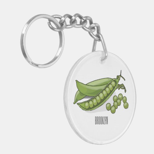 Pea cartoon illustratie sleutelhanger (Voorkant Links)