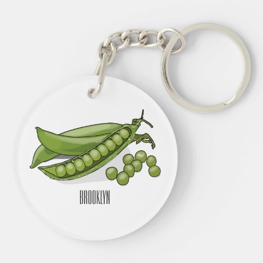 Pea cartoon illustratie sleutelhanger (Achterkant)