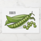 Pea cartoon illustratie voedselcontainer etiket (Enkel label)