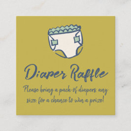 Pea Green Doodle Baby Shower Diaper Diaper Raffle Informatiekaartje
