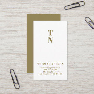 Pea Green Eenvoudig Minimalistisch Monogram Visitekaartje