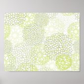 Pea Green en White Flower Burst Poster (Voorkant)