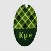Pea Green Plaid Monogram Cirkel Acryl Ornament (voorkant)