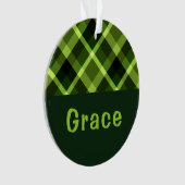Pea Green Plaid Monogram Cirkel Acryl Ornament (voorkant)