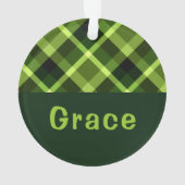 Pea Green Plaid Monogram Cirkel Acryl Ornament (achterkant)