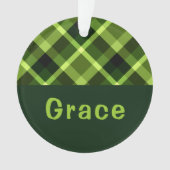 Pea Green Plaid Monogram Cirkel Acryl Ornament (voorkant)