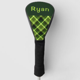 Pea Green Plaid Monogram Golf Hoesje Driver Head Golfheadcover