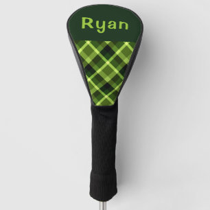 Pea Green Plaid Monogram Golf Hoesje Driver Head Golfheadcover