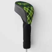 Pea Green Plaid Monogram Golf Hoesje Driver Head Golfheadcover (Schuin)