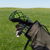 Pea Green Plaid Monogram Golf Hoesje Driver Head Golfheadcover (Insitu)