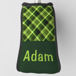 Pea Green Plaid Monogram Golf Hoesje Putter Head Golfheadcover