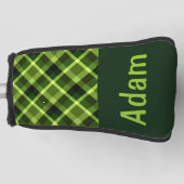 Pea Green Plaid Monogram Golf Hoesje Putter Head Golfheadcover (Voorkant)