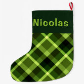 Pea Green Plaid Monogram Grote Kerstkous Grote Kerstsok (Achterkant)