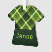 Pea Green Plaid Monogram T-shirt Acryl Ornament (voorkant)