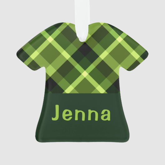 Pea Green Plaid Monogram T-shirt Acryl Ornament (achterkant)