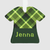 Pea Green Plaid Monogram T-shirt Acryl Ornament (voorkant)