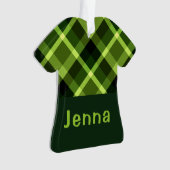 Pea Green Plaid Monogram T-shirt Acryl Ornament (voorkant)