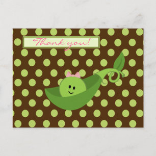 Pea in een Pod Girl Baby shower Dank u Briefkaart