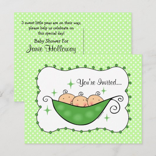 Pea in My Pod Triplets Baby shower Briefkaart Uitn (Voorkant / Achterkant)