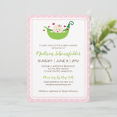 Pea in the Pod Baby shower Invitation (Meisje) Kaart (Staand voorkant)