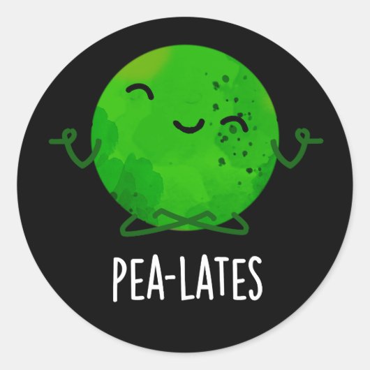 Pea-lates Funny Pilates Pea Pun Dark BG Ronde Sticker (Voorkant)