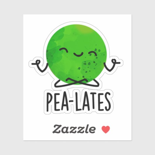 Pea-lates Funny Pilates Pea Pun Sticker (Vel)