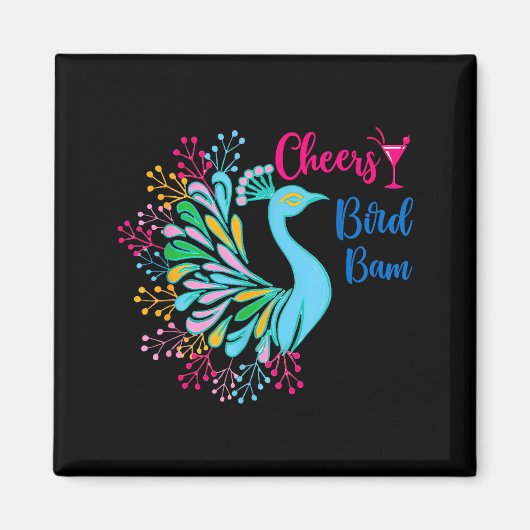 Pea Mahjong Cheers Bird Bam Chinese Mah Jong Wine  Magneet (Voorkant)