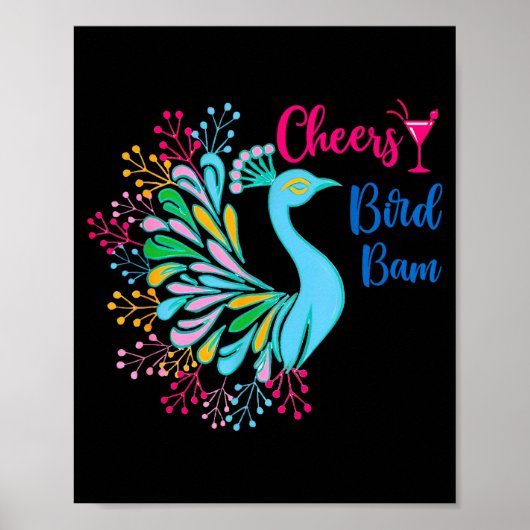 Pea Mahjong Cheers Bird Bam Chinese Mah Jong Wine  Poster (Voorkant)