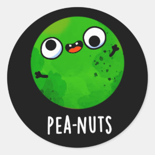 Pea-noten Funny Crazy Pea Pun Dark BG Ronde Sticker