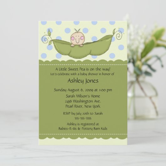Pea Pod Baby Baby Baby Shower Invitaties Kaart (Staand voorkant)