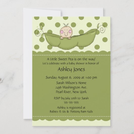 Pea Pod Baby Baby Shower-uitnodigingen Kaart (Voorkant)