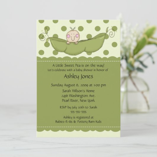 Pea Pod Baby Baby Shower-uitnodigingen Kaart (Staand voorkant)