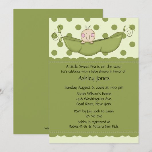 Pea Pod Baby Baby Shower-uitnodigingen Kaart (Voorkant / Achterkant)