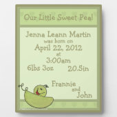 Pea Pod Baby Geboorte Informatie Fotoplaat (Voorkant)