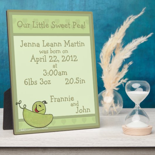 Pea Pod Baby Geboorte Informatie Fotoplaat (Zijkant)