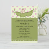 Pea Pod Baby Girl Baby Shower Invitations Kaart (Staand voorkant)
