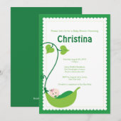 Pea Pod Baby Girl Baby shower Uitnodiging (Voorkant / Achterkant)