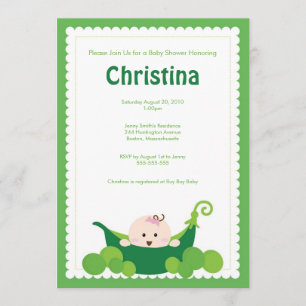 Pea Pod Baby Girl Baby shower Uitnodiging