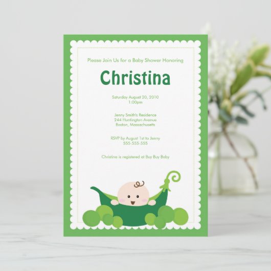 Pea Pod Baby shower Uitnodiging (Staand voorkant)